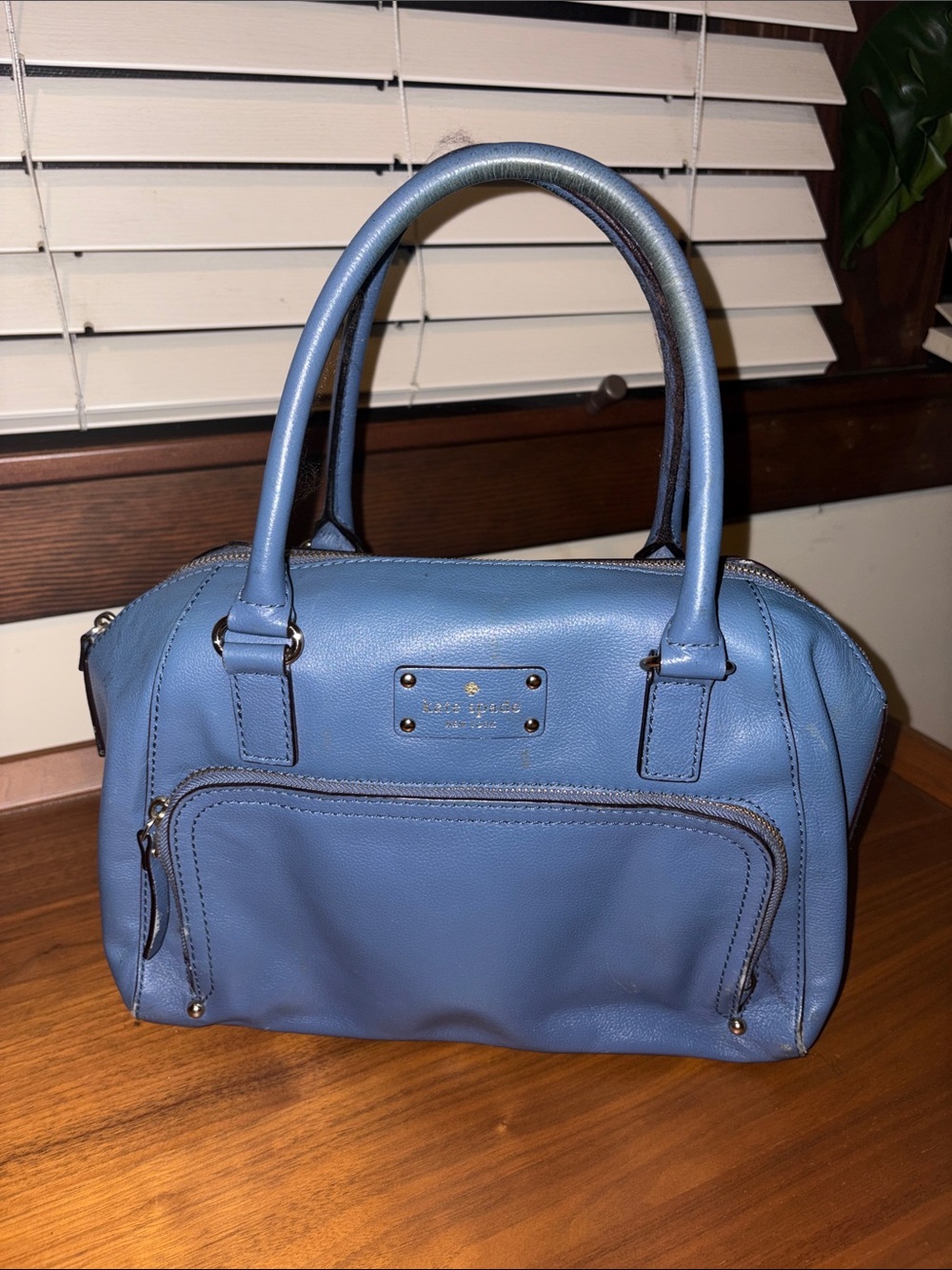 kate spade blue leather handbag